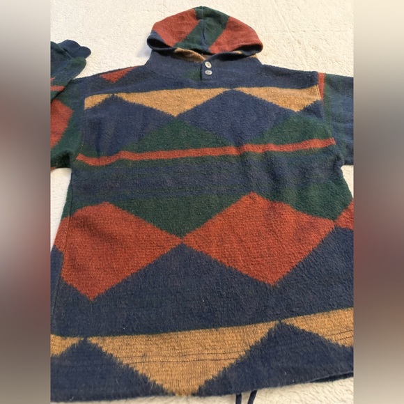 PAZZO Vintage 90s Pullover Fleece Geometric Drawstring Waist Size Medium - Picture 2 of 6